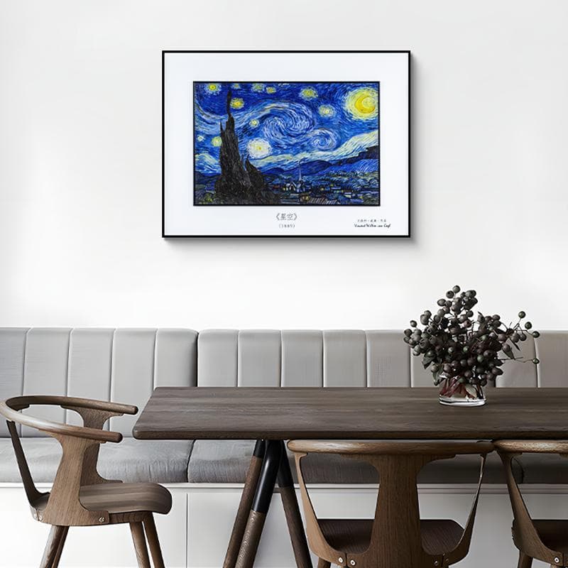 World famous painting Starry Night double-layer painting in painting, handmade texture living room decor, bedroom/dining room starry sky 6080