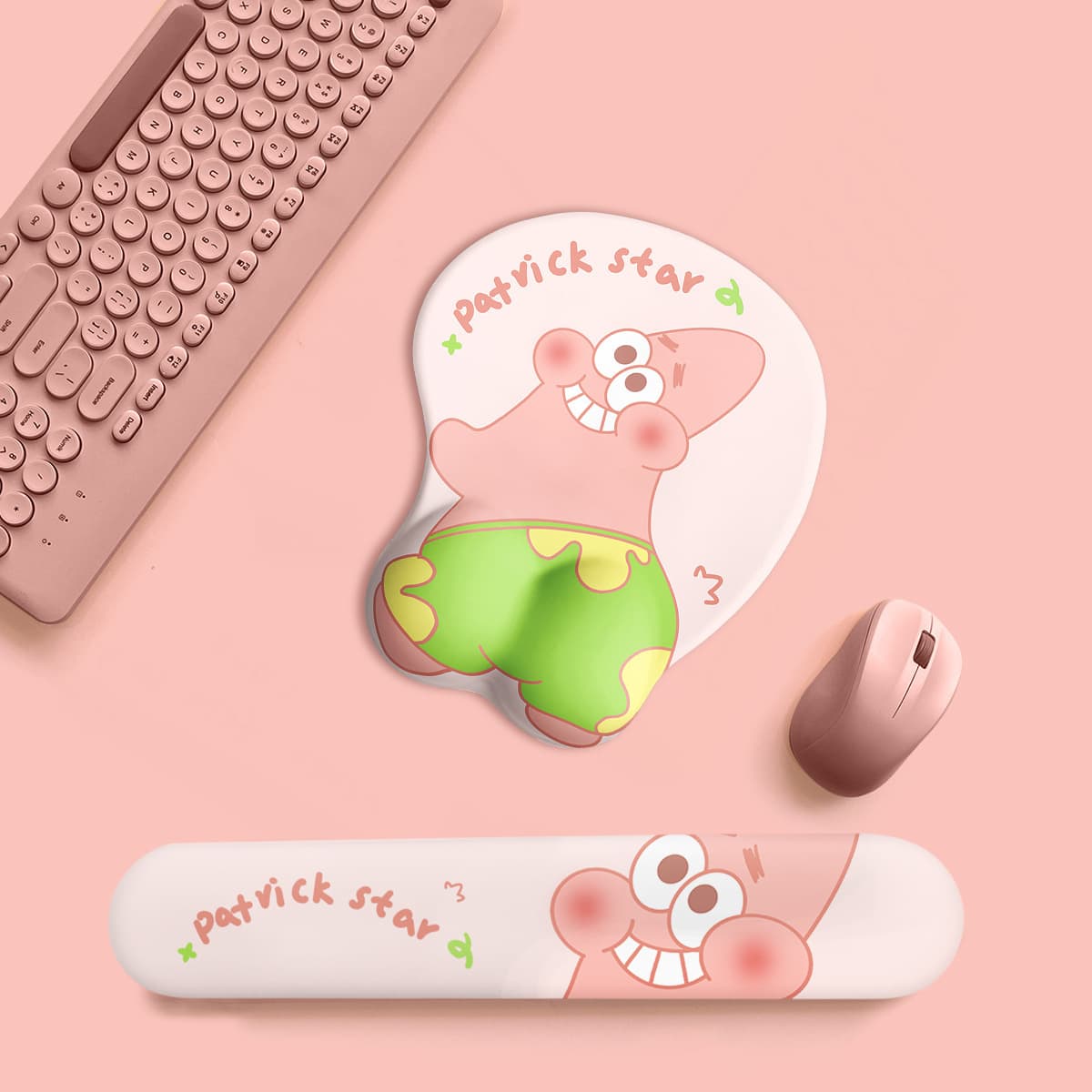 Wrist Rest Mouse Pad Keyboard Hand Rest Creative Cute Funny Butt Patrick Star Soft Pad for Women Office Desk Mat