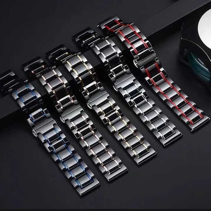 Ceramic Five-Link Three-Link Butterfly Buckle Watch Band for Huawei GT4/GT3, Samsung Watch6/5, Xiaomi One-Link Watch Band