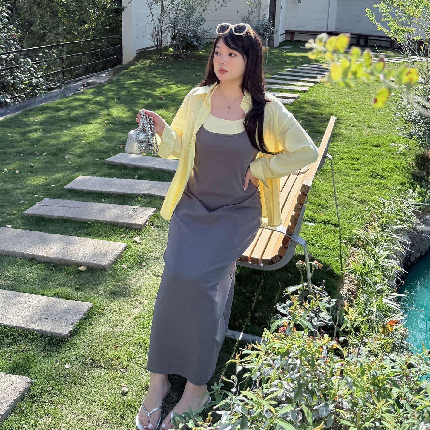 Korean large size fake two-piece suspender skirt for women 2026 spring new style lazy style shirt two-piece set 144117
