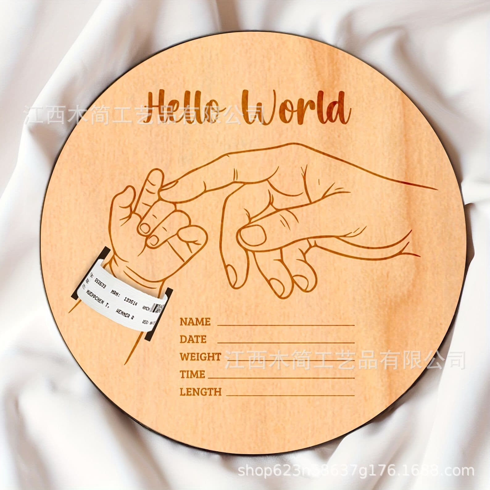 Foreign trade supply 1 HelloWorld baby birth commemorative wooden plaque baby baptism themed commemoration