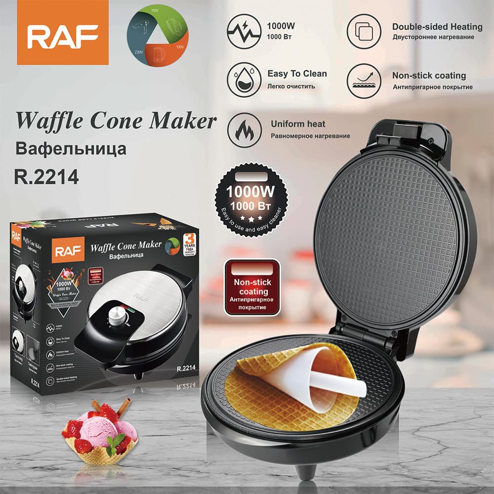 RAF European and American Standard Multi-Function Pizzelle Maker Crepe Maker Electric Griddle Breakfast Machine Toaster