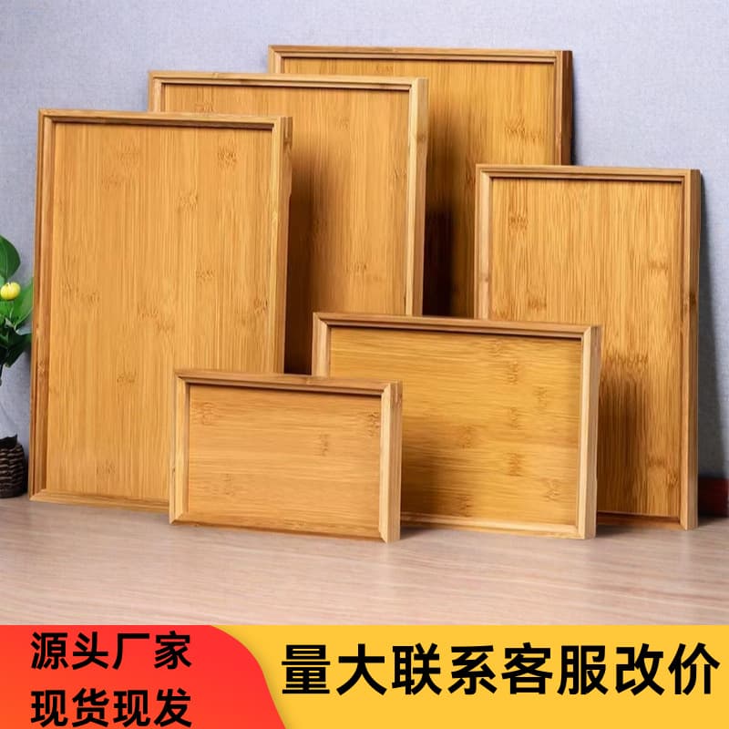 Hotel Bamboo Wood Tray Commercial Home Living Room Water Cup Holder Wood Tea Tray Rectangular Bamboo Serving Tray BBQ Japanese Style
