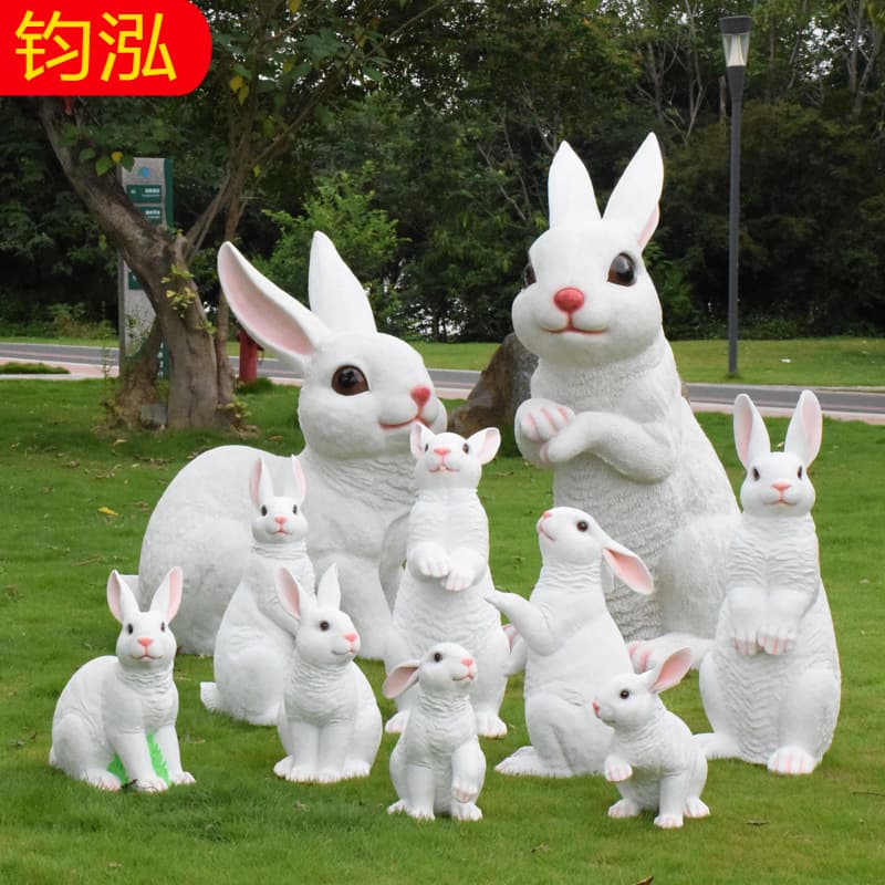 Garden Decoration Ornament Courtyard Balcony Simulated Rabbit Landscape Sculpture Resin Outdoor Animal Figurine