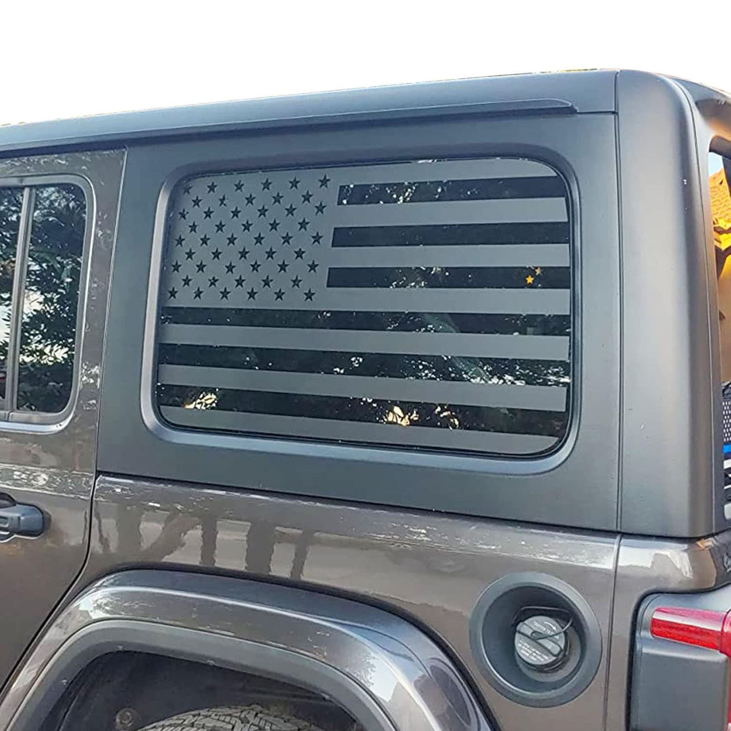 Compatible with Jeep Wrangler JL JLU 2018-2024 Rear Window American Flag Decal Window Glass Vinyl