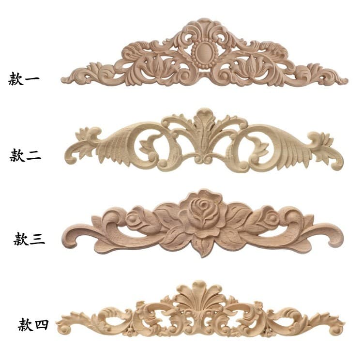 Solid Wood Stick-on Flowers European Style Home Decor Cabinet Rubber Wood Long Stick-on Flowers White Blanket Petals