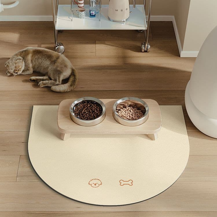 Cross-border simple cat and dog rice bowl, water-absorbing and quick-drying household easy-care anti-splash pet floor mat