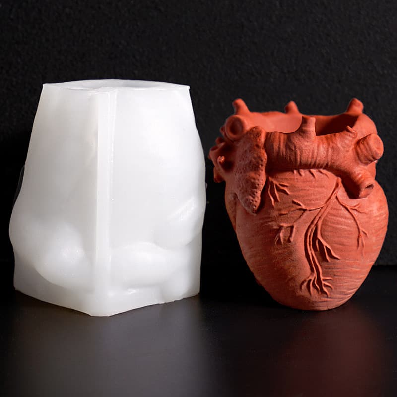 Heart Shape Flower Insert Heart Potted Plant Mold, Heart Flower Pot Pen Holder Plaster Mold, Heart Shape Vase Flower Insert Silicone Mold