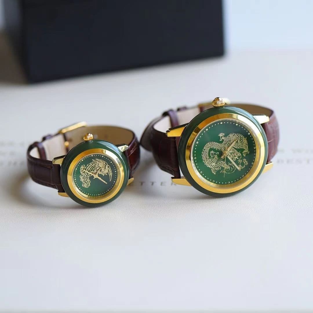 Natural Xinjiang Hetian Jade Sapphire Quartz Watch Men's and Women's White Jade Jasper Niche Simple Jade Watch Hand Accessories