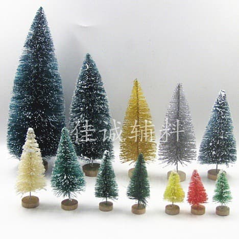Mini Christmas Tree Desktop Decoration Snow Tower Pine Mini Christmas Tree Sisal Blue-Green 3-23cm Cross-Border
