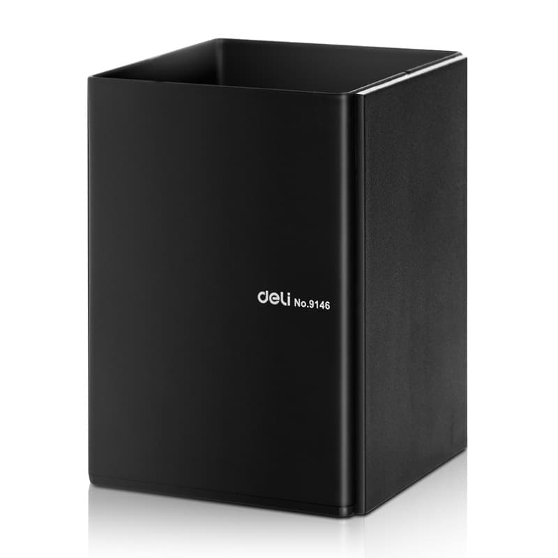 9146 Deli Square Pen Holder Desktop Pen Organizer Black Office Pencil Holder