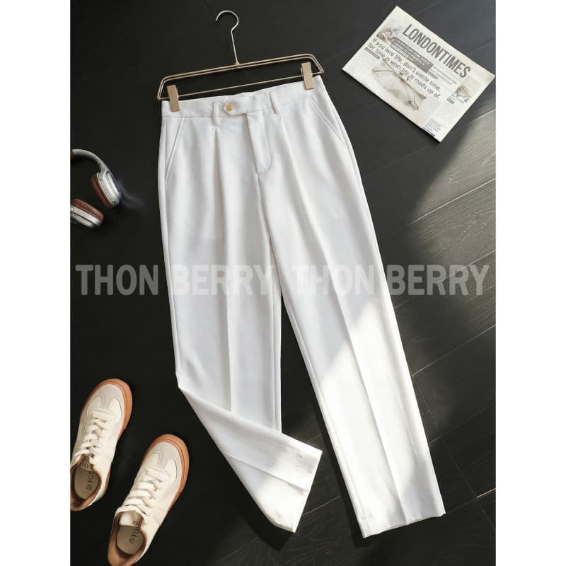Men's Business Gentleman Versatile Dress Pants, Slim Fit Solid Color Trendy Men's Casual Long Pants N008
