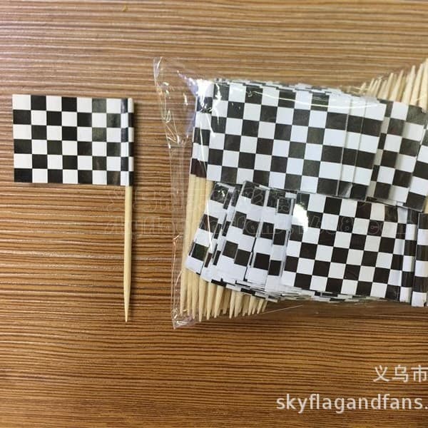 Black and white checkered toothpick flag in stock F1 racing flag Black and white checkered toothpick flag Hamburg fruit pick racing toothpick flag