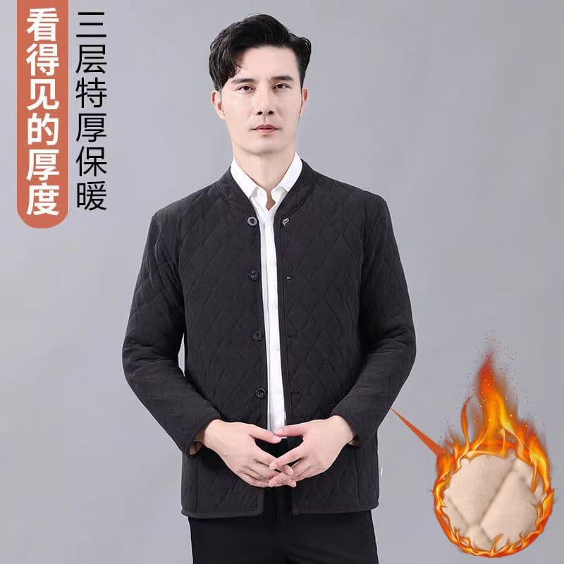 New Cross-Border Men's Cotton Jacket Winter Thick Cotton Coat Middle-Aged and Elderly Warm Suit Loose Cotton Top Wholesale