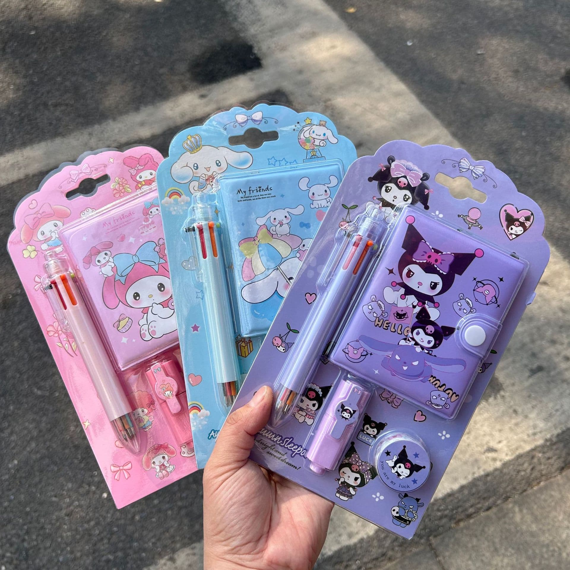 Student stationery Sanrio mini journal six-color ballpoint pen tape highlighter journal set birthday gift