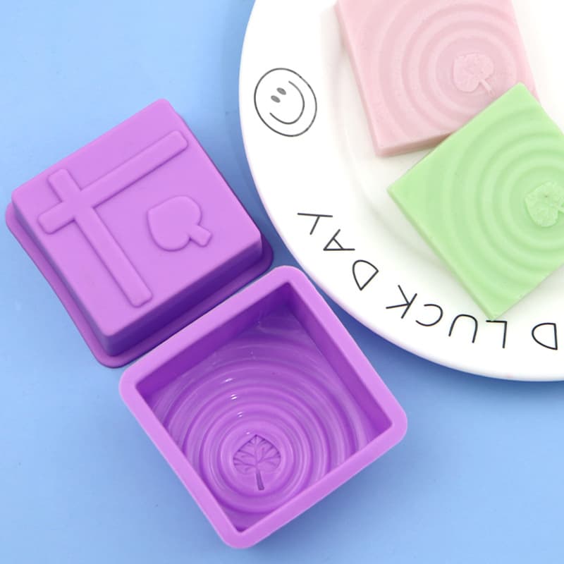 Wholesale Stock Single Square Leaf Water Ripple Silicone Mold Food-Grade Silicone Soap Mold Cake Mold