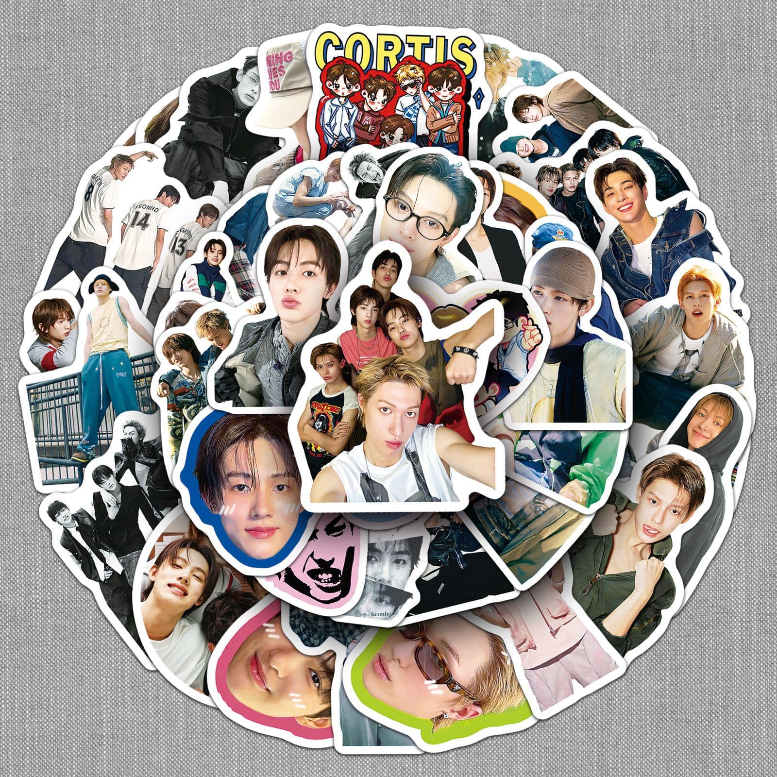 50 Pieces CORTIS Korean Boy Group Stickers, Star Idol Singer Waterproof Decorative Stickers for Thermos Cup and Mobile Phone