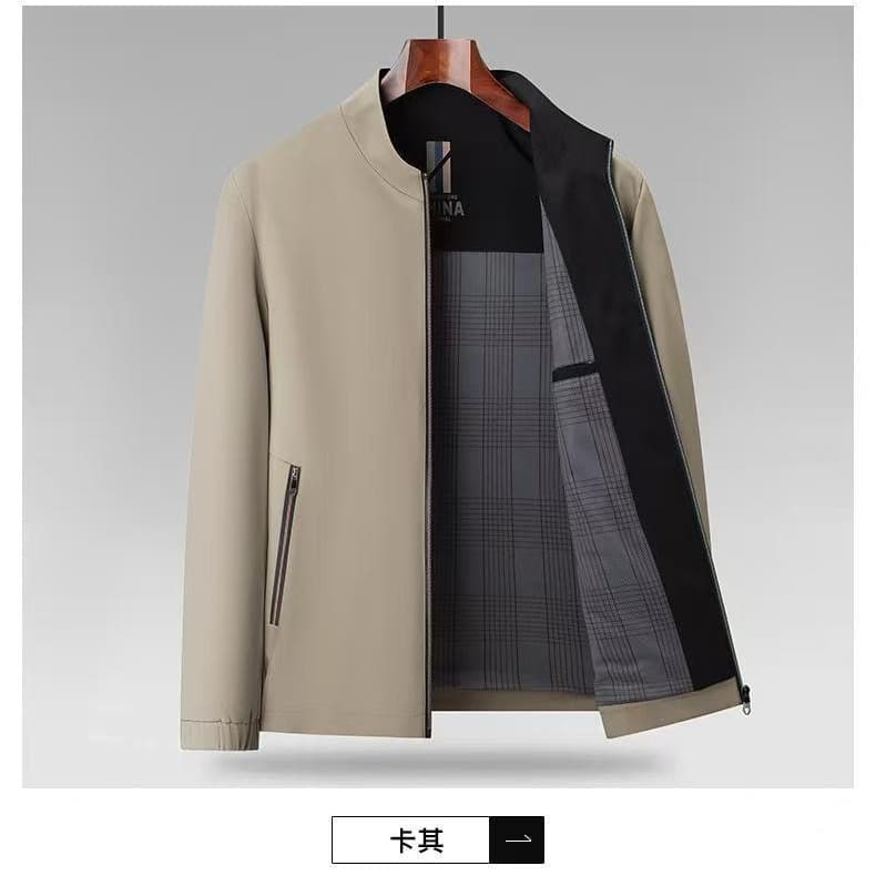 2026 Cross-Border New Spring/Autumn Men's Stand Collar Casual Jacket, Thin Coat for Middle-Aged Men, Simple Blazer