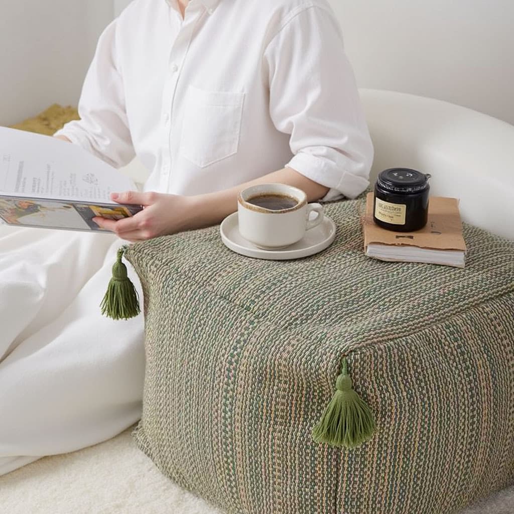 Tassel Woven Square Colorful Cushion Cross-Border Pouf Comfortable Home Decoration Detachable Washable Seat Cushion Sofa Stool