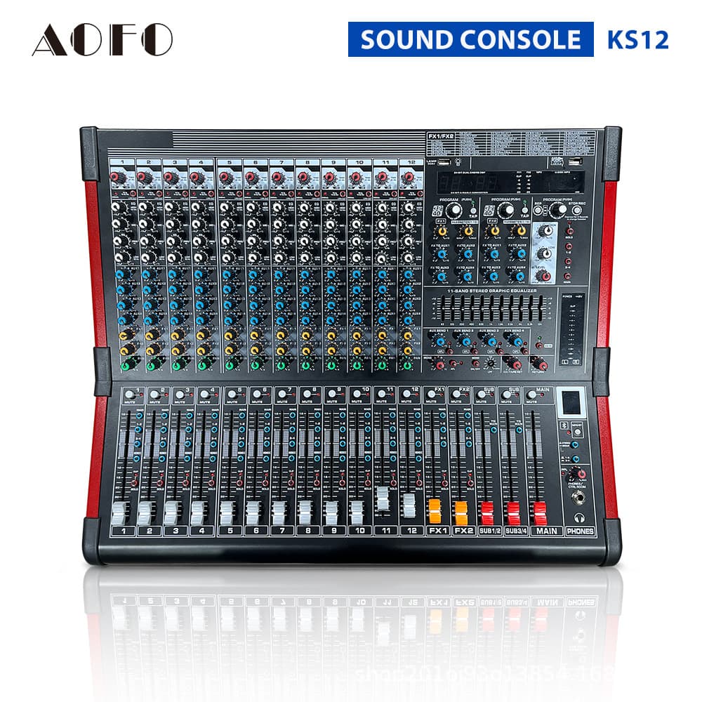 AOFO Professional Mixer Dual 99DSP 8/12/16/24 Channel Bluetooth USB Wedding Stage Audio Mixer