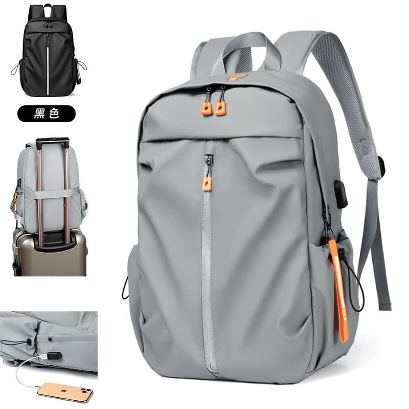 Laptop Backpack for Business Travel, Custom Logo Printing, Minimalist Solid Color, Fashion Men's Multi-functional Casual Backpack