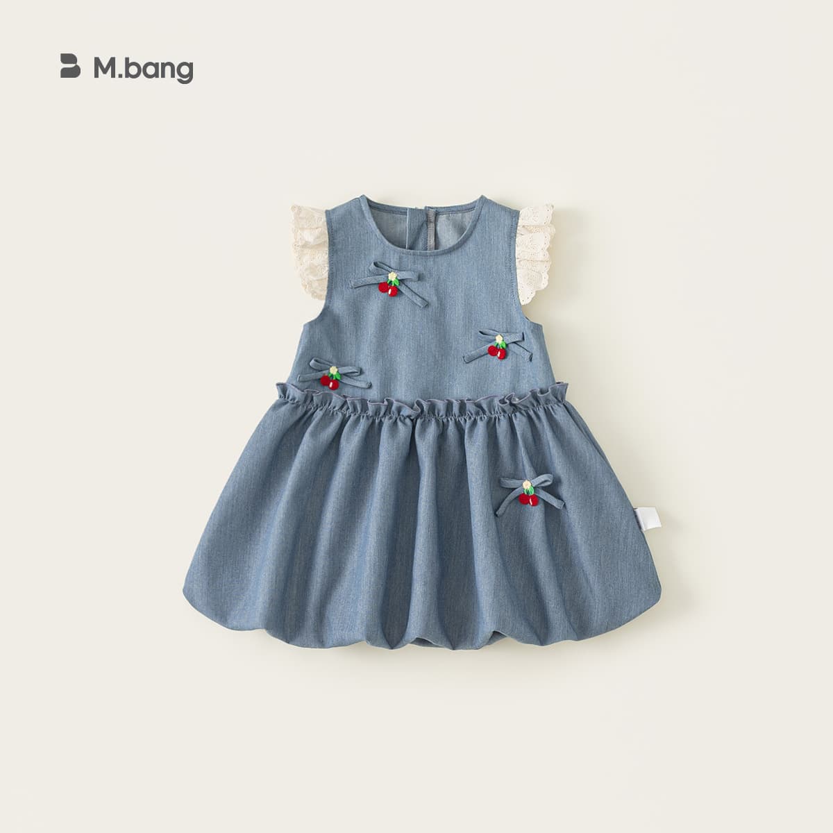Youbao children's clothing girls' sleeveless dress denim blue bow girl's tutu skirt children's slim princess dress