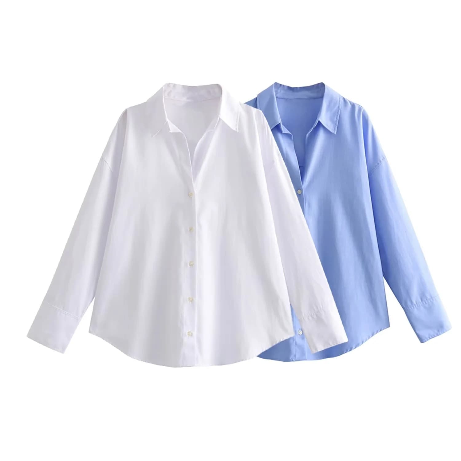 AliExpress foreign trade 2023 European and American autumn new temperament long-sleeved lapel Oxford shirt women's shirt 8372060