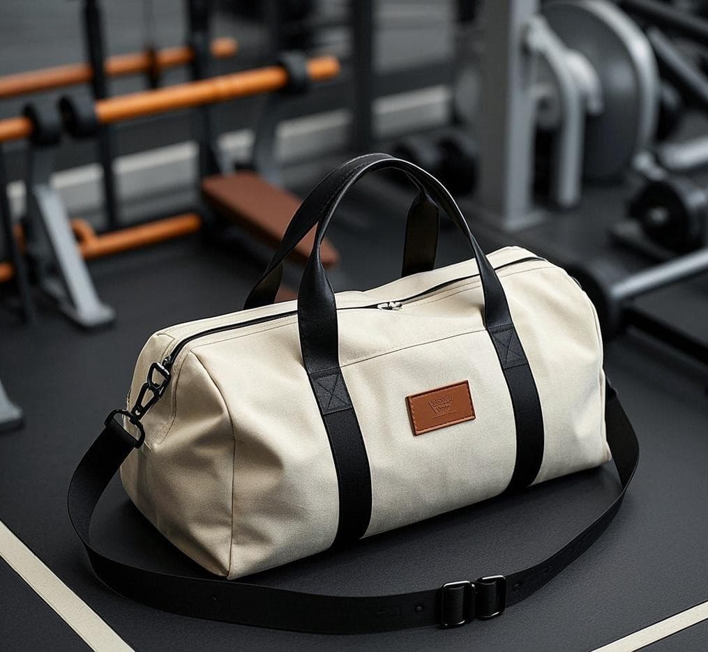 2025 Fitness Gym Canvas Travel Bag Round Cylinder Leather Canvas Patchwork Bag European and American Custom