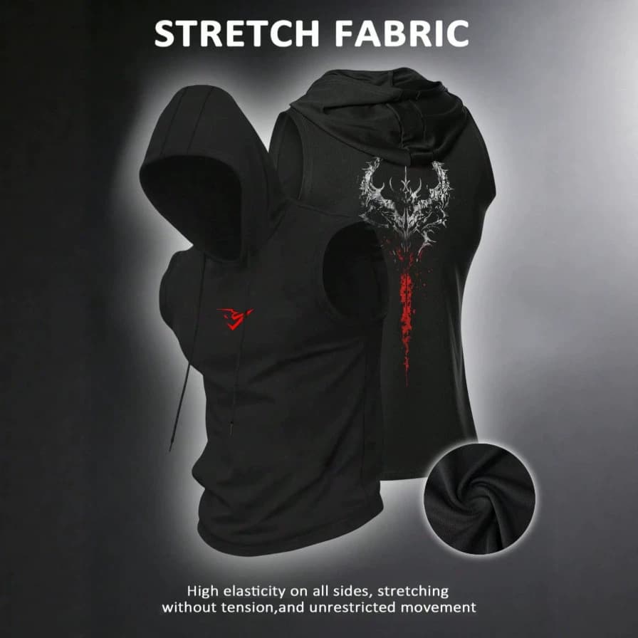 2026 New 3D Digital Print Hooded Sleeveless Vest Fitness Sports T-Shirt for Men