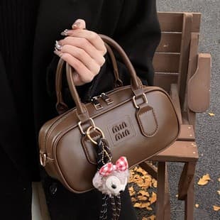 Vintage Handbag Bowling Bag for Women 2026 New Fashion Textured Handheld Square Bag Solid Color Versatile Crossbody Bag