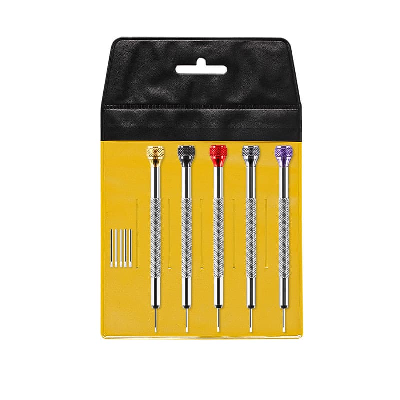 Watch repair tool precision five-piece screwdriver with replaceable bits and colorful aluminum screwdriver watch repair
