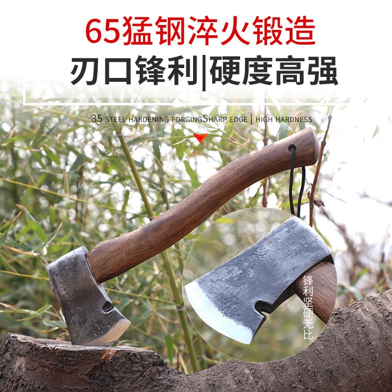 Iron Buddy Outdoor Camping Axe Forged Hand Axe Wild Axe Full Steel Forged Scout Woodworking Axe Factory Wholesale