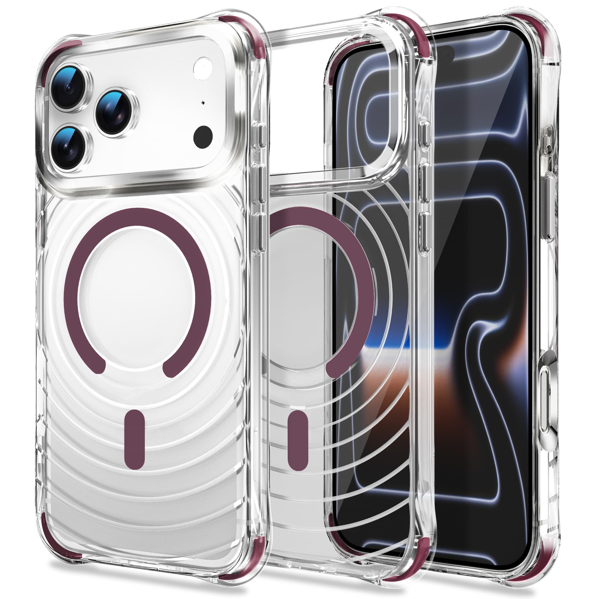 Suitable for iPhone18ProMax mobile phone case Apple 17 air bag transparent magnetic suction 16 four-corner anti-fall 15 cross-border case