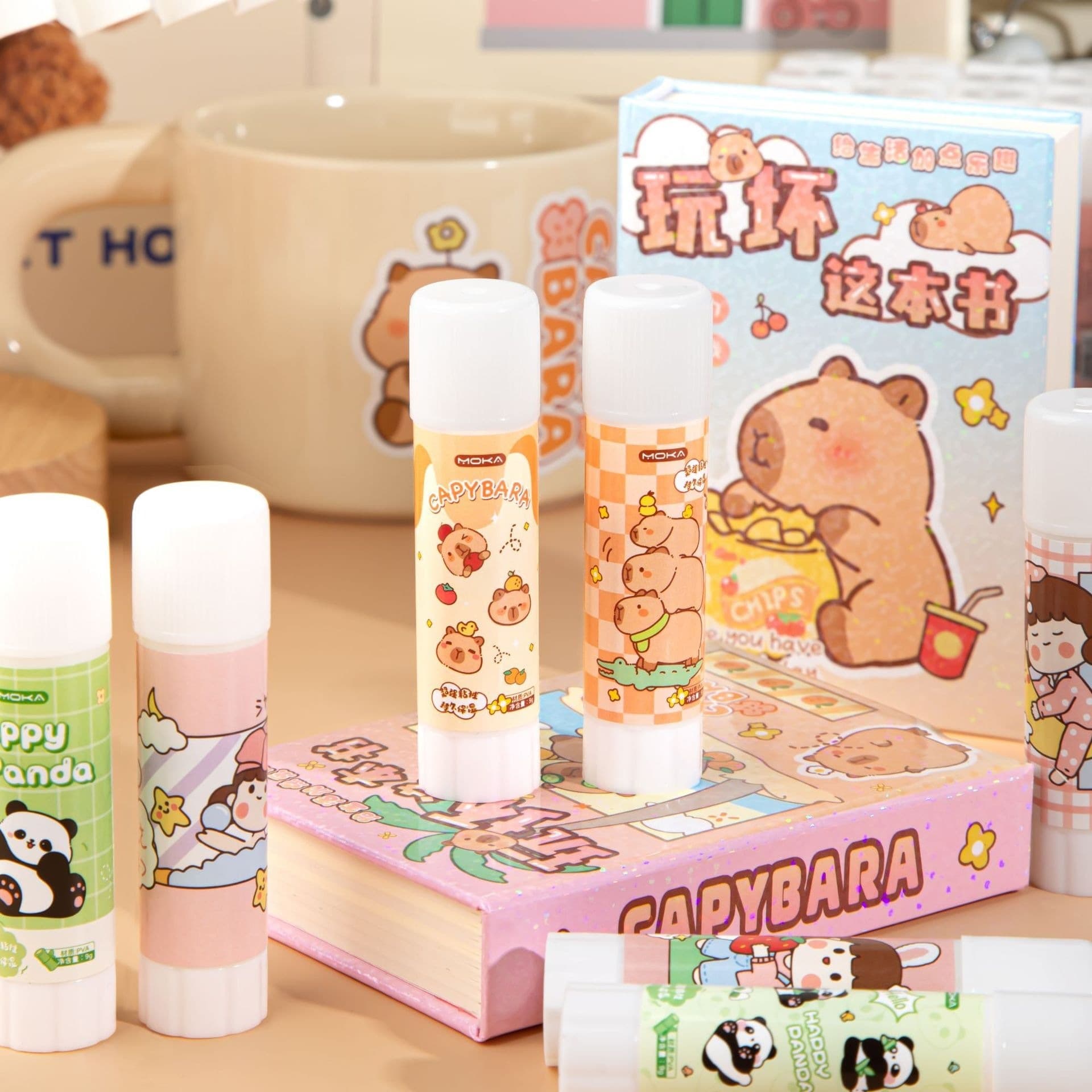 Cartoon solid glue student office supplies glue stick kindergarten high viscosity glue stick handmade DIY children's glue
