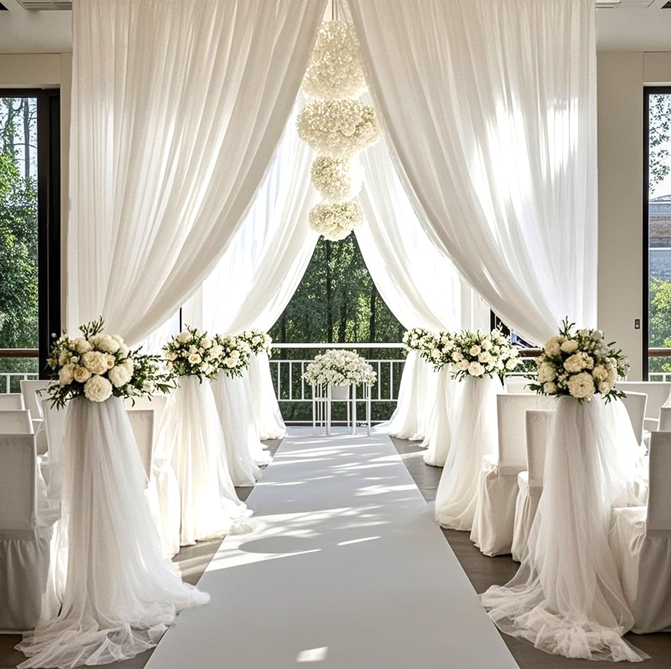 Tulle Wedding Netting Outdoor Wedding Party Scene Decoration Background Wedding Arch Chair Curtain Mesh