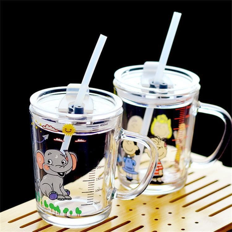 High-looking graduated straw glass office milk cup juice breakfast cup summer ins water cup wholesale