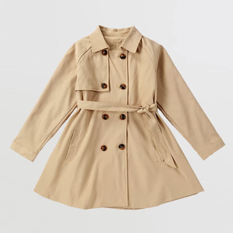 Export Original Single Girl's Trench Coat, Spring/Autumn Mid-Length British Style Fashionable Children's Coat