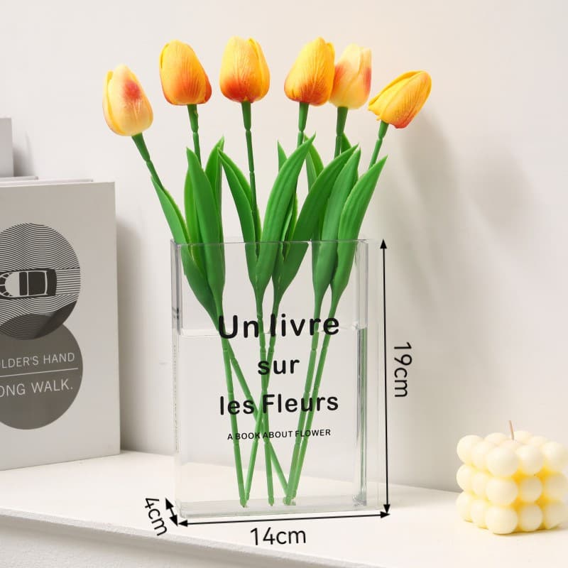 Book-style Acrylic Vase, Minimalist Art Niche Home Decoration Dining Table Vase, Hydroponic Room Plant Vase