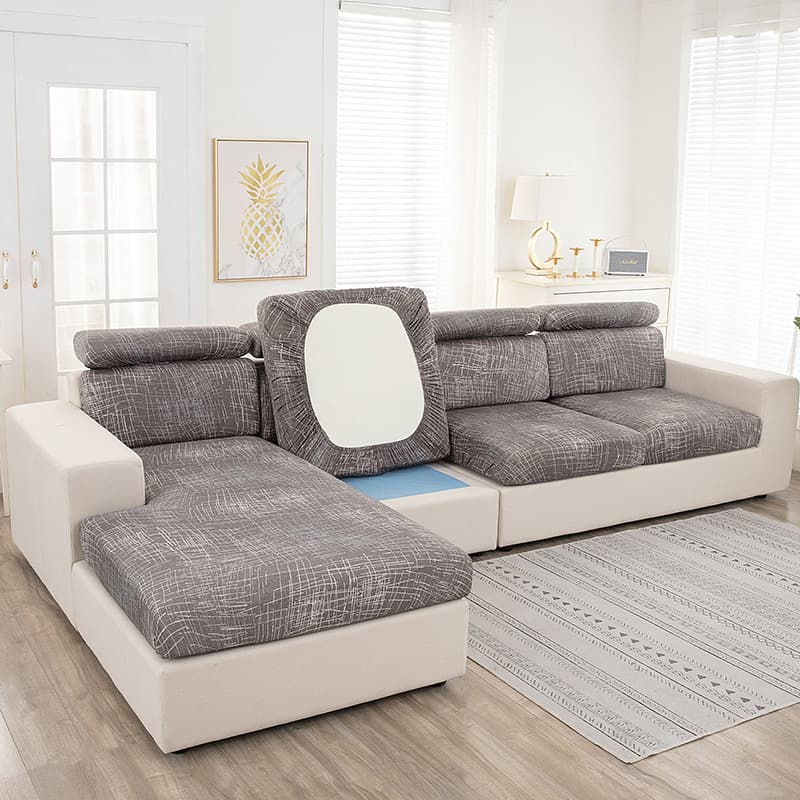 Elastic Sofa Cover Set, Full Coverage Slipcover, Vintage Style, Chinese Backrest Headrest Cushion Cover