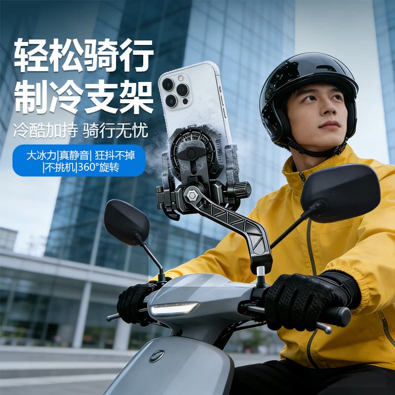 Takeaway rider electric vehicle mobile phone radiator waterproof semiconductor refrigeration navigation cooling artifact to prevent rain