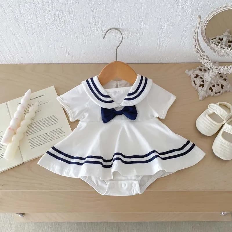 Baby Clothes Summer Thin Newborn Girl Bodysuit Cute Super Adorable Navy Style Romper Dress ins