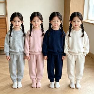 Basic Versatile Girls Cartoon Casual Two-Piece Set, Solid Color Loose Hoodie and Soft Pants, Toddler Spring and Autumn Outfit
