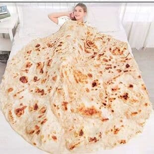 Round Food Blanket, High-Definition Digital Print Flannel Blanket, Indian Dosa Pancake Office Throw Blanket