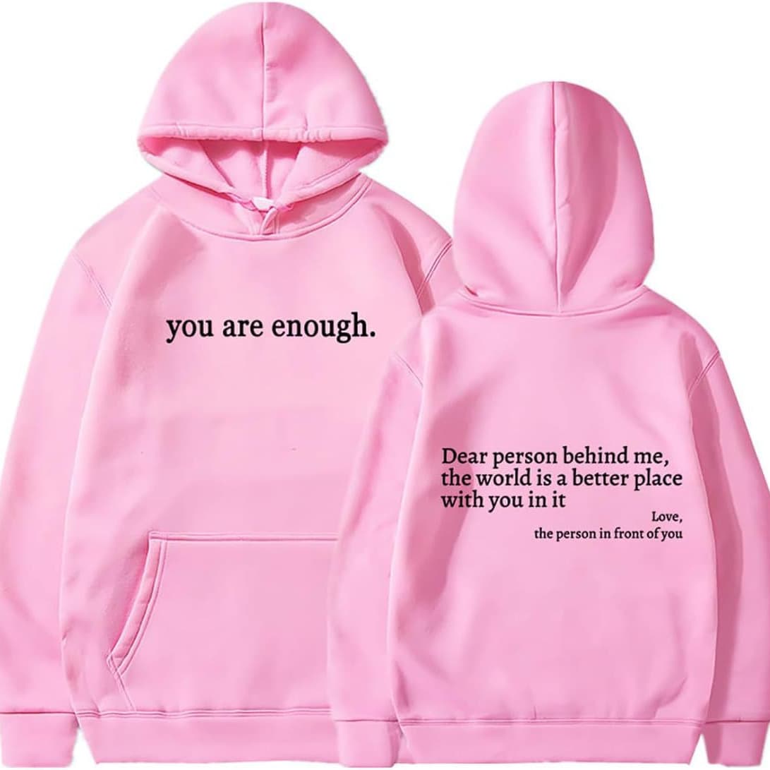 EMILYLE Women's Oversized You Are Enough Hoodie Dear Person B