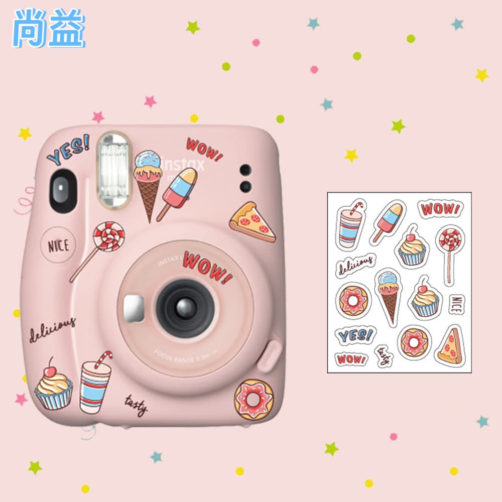 Dessert-themed cow print bag lanyard sticker set, Guka sticker DIY journal decoration, Polaroid camera strap sticker set