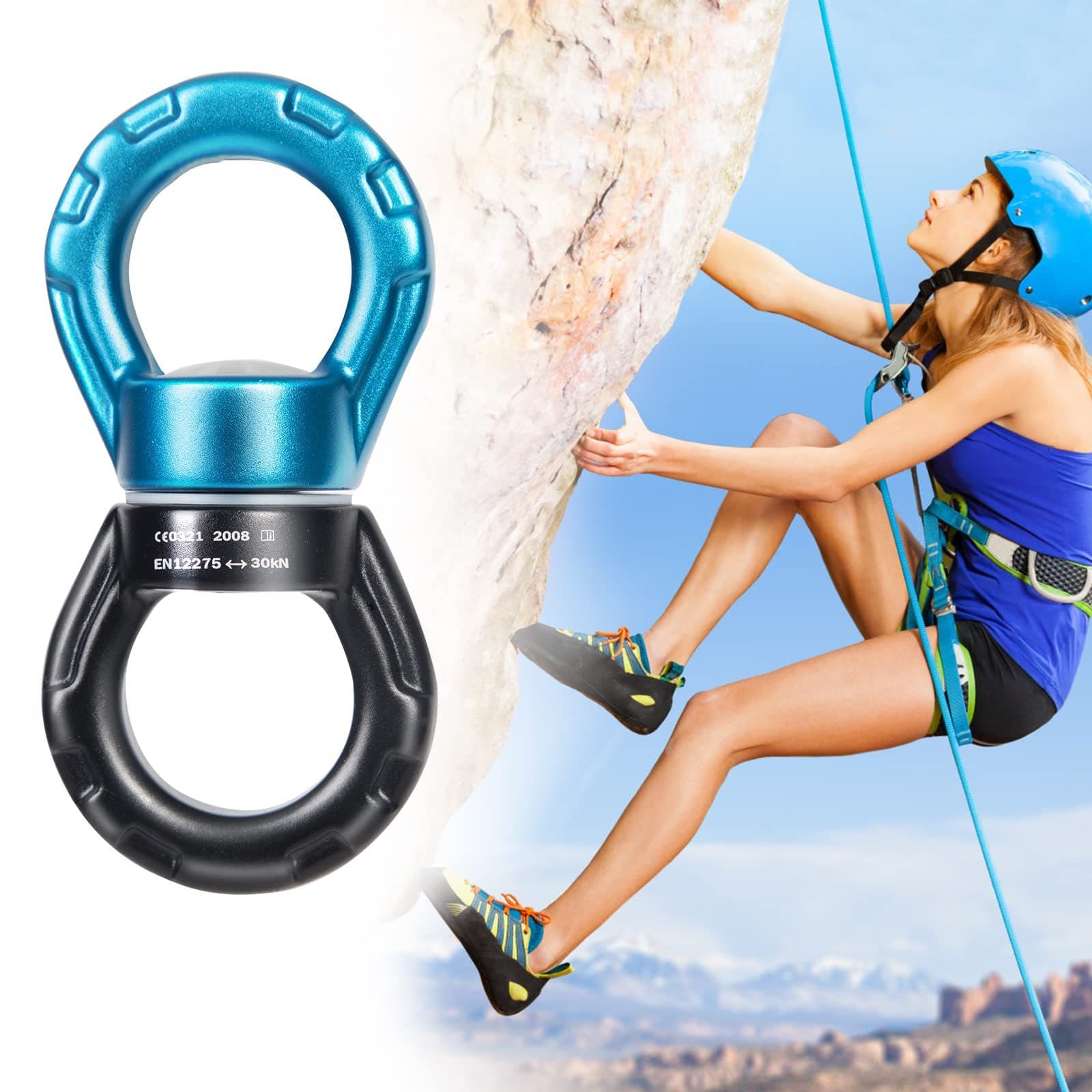 Outdoor aviation aluminum clasp universal rotating ring, aerial yoga universal ring, connecting ring, swing hammock rotation 30KN.