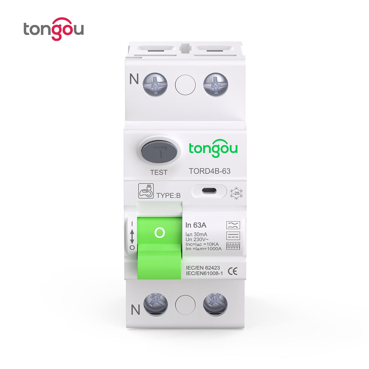Type B residual current circuit breaker/residual current protector 2P63A is suitable for DC RCCB photovoltaic charging piles and cross-border applications.
