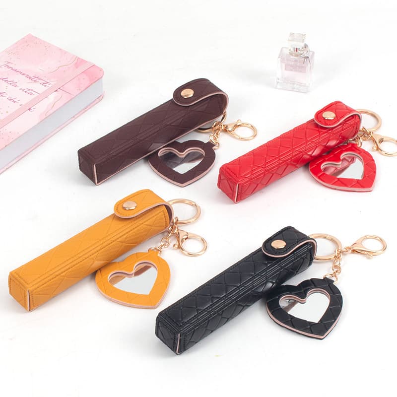 2025 portable lipstick lipstick bag small cosmetic bag coin purse keychain lipstick storage bag plaid element fashion
