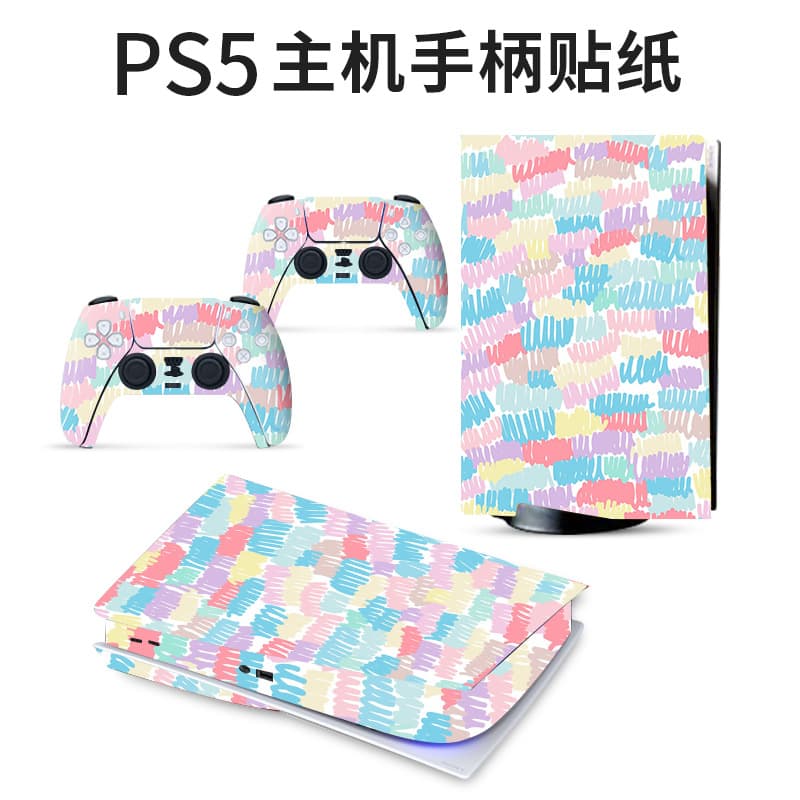 Suitable for ps5 game console stickers, flat European and American style stickers, foreign trade personalized colorful stickers, simple and fashionable