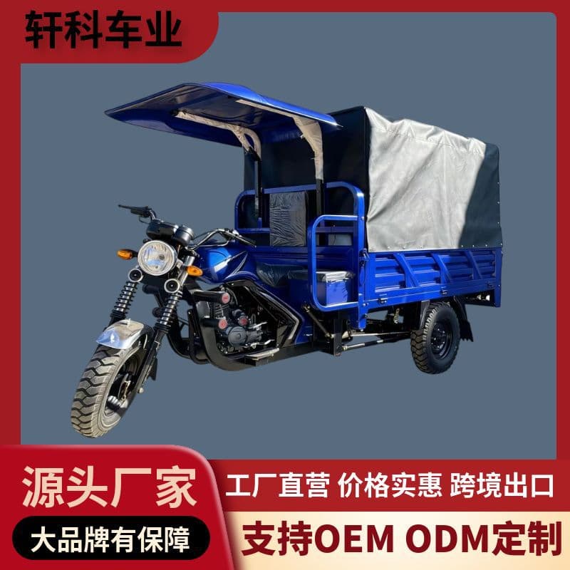 Africa Hot Selling Three-Wheeled Fuel Motorcycle Cargo Agricultural Dump Truck Gasoline Motorcycle Heavy-Duty Cross-Border
